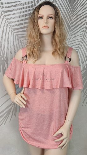 Rosegal rózsaszín fodros molett tunika 