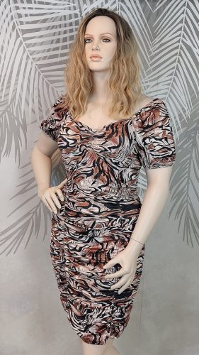 Állatmintás húzott molett ruha