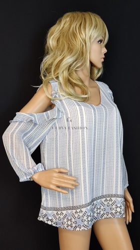Table Eight fehér-kék női blúz 