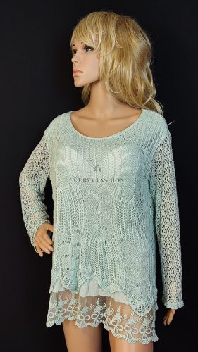 Halvány zöld horgolt felső 