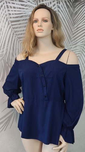Shein elegáns sötétkék plus size blúz 