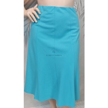 Türkizkék Papaya női szoknya 46-os méretben, lágy esésű, elegáns fazonban – Curvy Fashion kollekció.