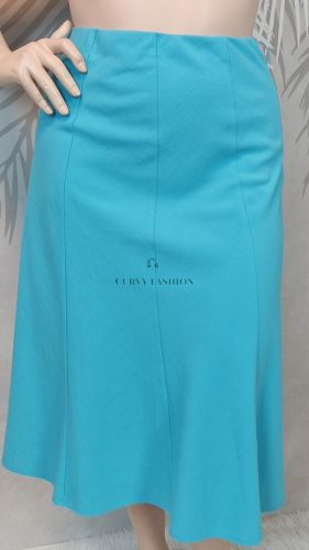 Türkizkék Papaya női szoknya 46-os méretben, lágy esésű, elegáns fazonban – Curvy Fashion kollekció.