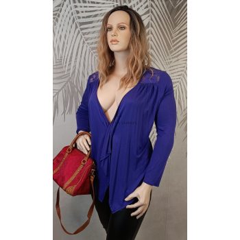   Lila hosszú ujjú eséses kardigán csipkebetéttel – F&F 48-as méret – Curvy Fashion 