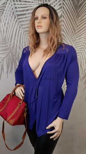 Lila hosszú ujjú eséses kardigán csipkebetéttel – F&F 48-as méret – Curvy Fashion 