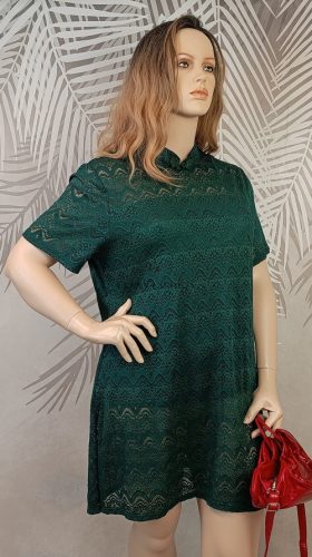 Sötétzöld csipkemintás ruha 54/56 – Shein – Curvy Fashion