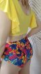 Sárga virágmintás magas derekú bikini – Curvy Fashion 46/48-es méret 
